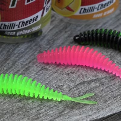 Magic Trout T-Worm 1g P-Tail neon yellow / black cheese 6,5cm 6 pieces